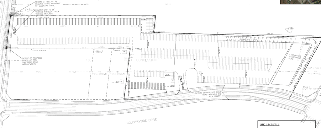 Blueprint of a building design featuring a connected parking area.