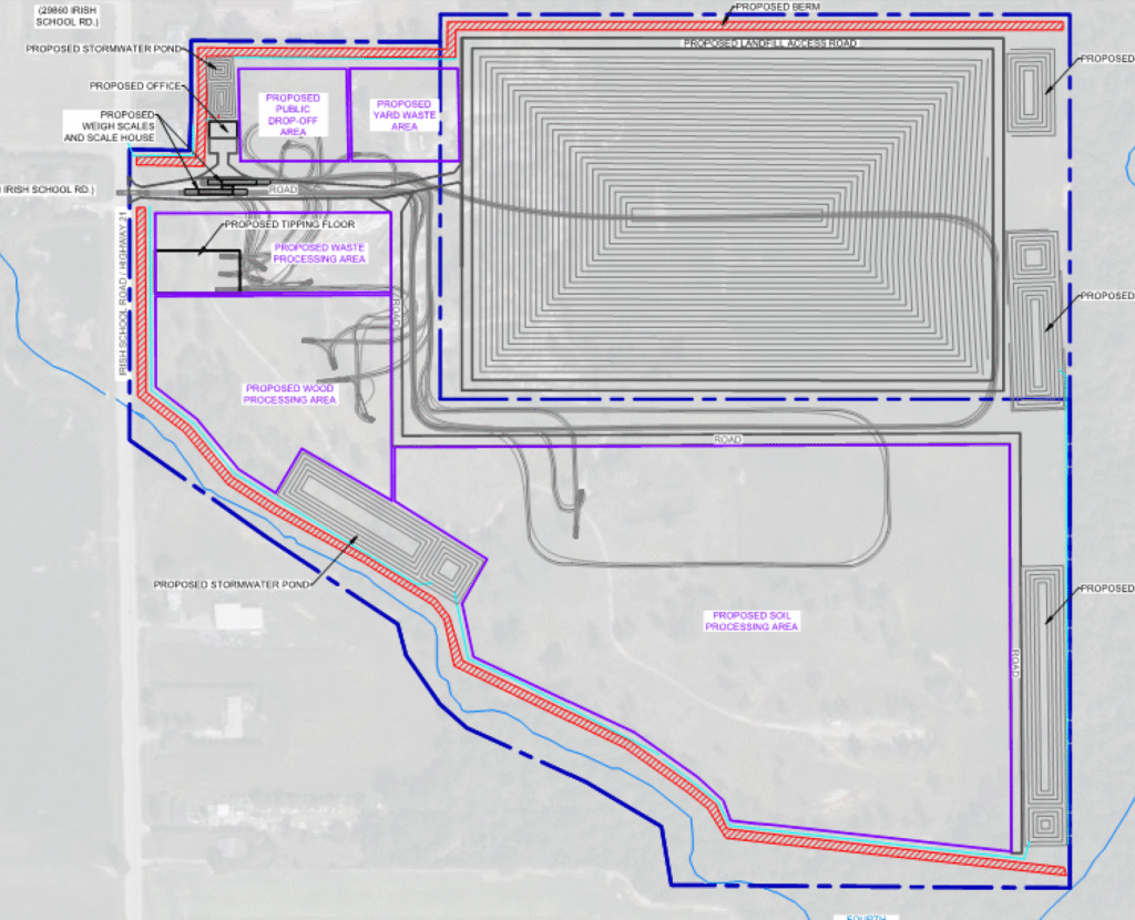 Map showing the proposed location for the new airport, highlighting key areas and access routes.